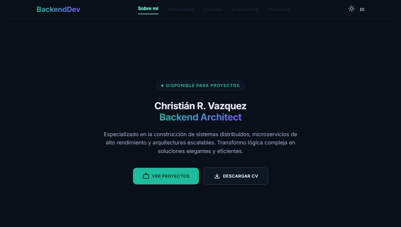 Portafolio Backend Architect - Este sitio